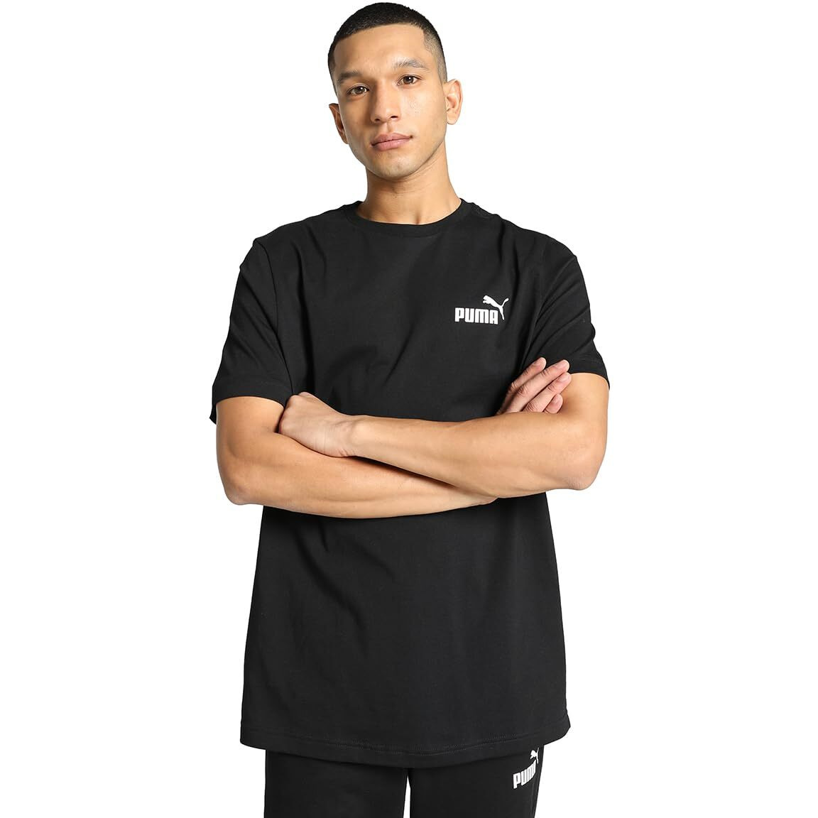 Puma Men's Solid Regular Fit T-Shirt (683736_Black
