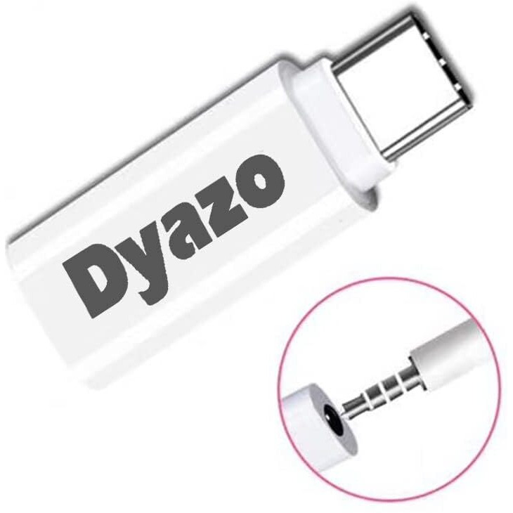 Dyazo Digital Dac Chipset Type C to AUX Dongle/Headphone Adapter/USB Type C to 3.5mm Female Audio Jack Adapter, white, (DZ 461 (digital adapter))