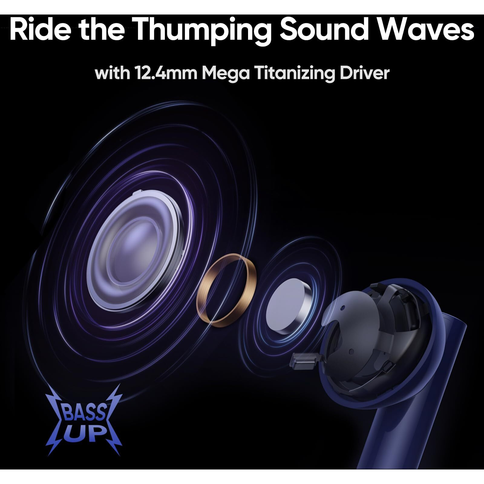 realme Buds Air 5 Truly Wireless in-Ear Earbuds with 50dB ANC, 12.4mm Mega Titanized Dynamic Bass Driver, Upto 38Hrs Battery with Fast Charging & 45ms Ultra-Low Latency for Gaming (Deep Sea Blue)