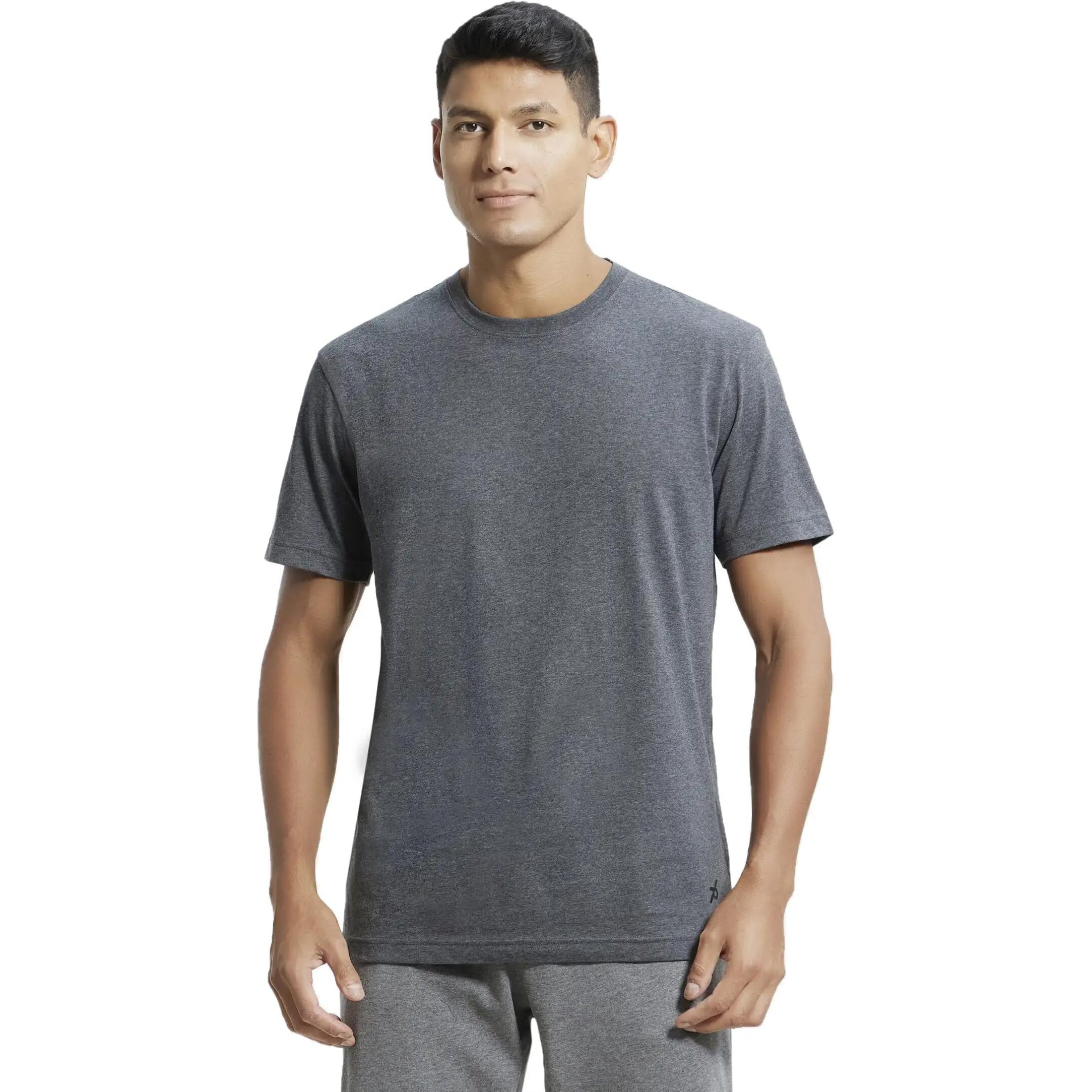 Jockey Men's Regular Fit Round Neck Half Sleeved T-Shirt 2714_Charcoal Melange_L