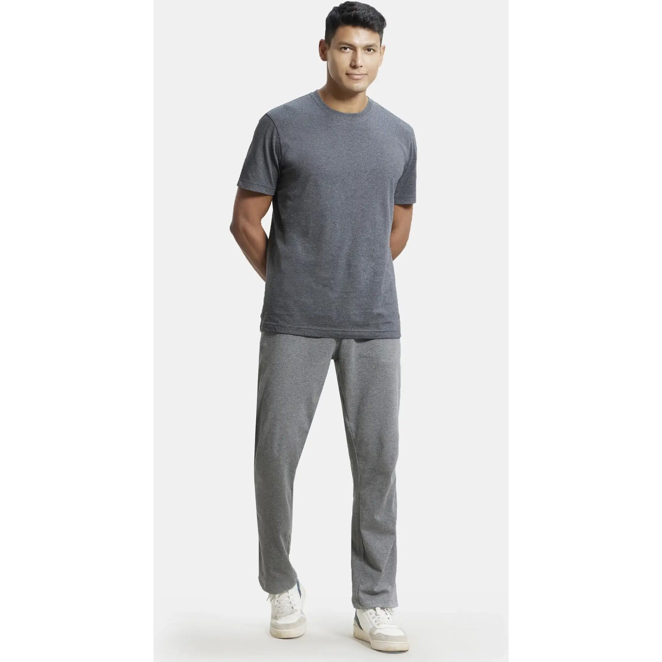 Jockey Men's Regular Fit Round Neck Half Sleeved T-Shirt 2714_Charcoal Melange_L