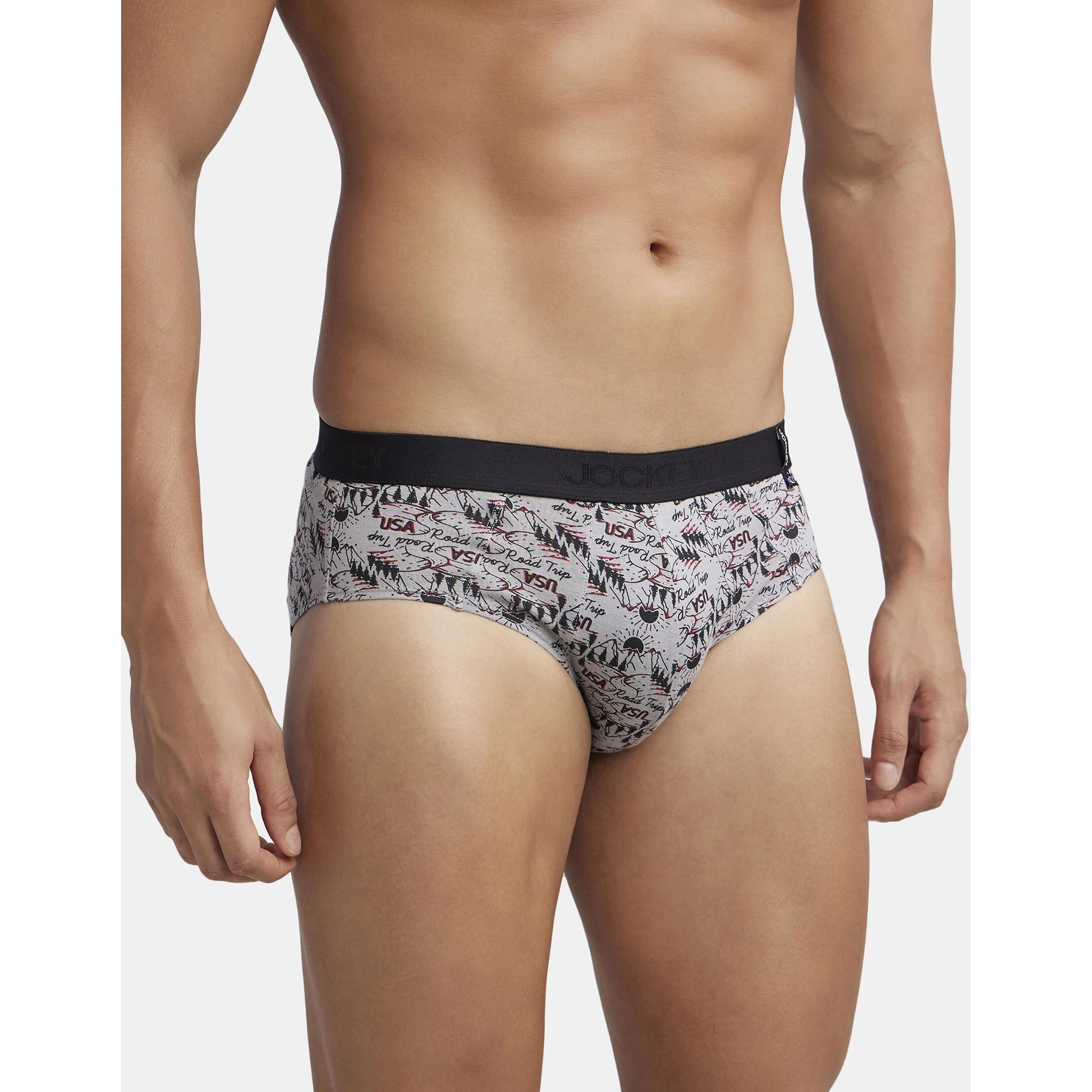 Jockey Men's Super Combed Cotton Printed Briefs with Ultrasoft Waistband_Style_US52_Navy Nickle_M | Pack of 2 (Prints May Vary) |