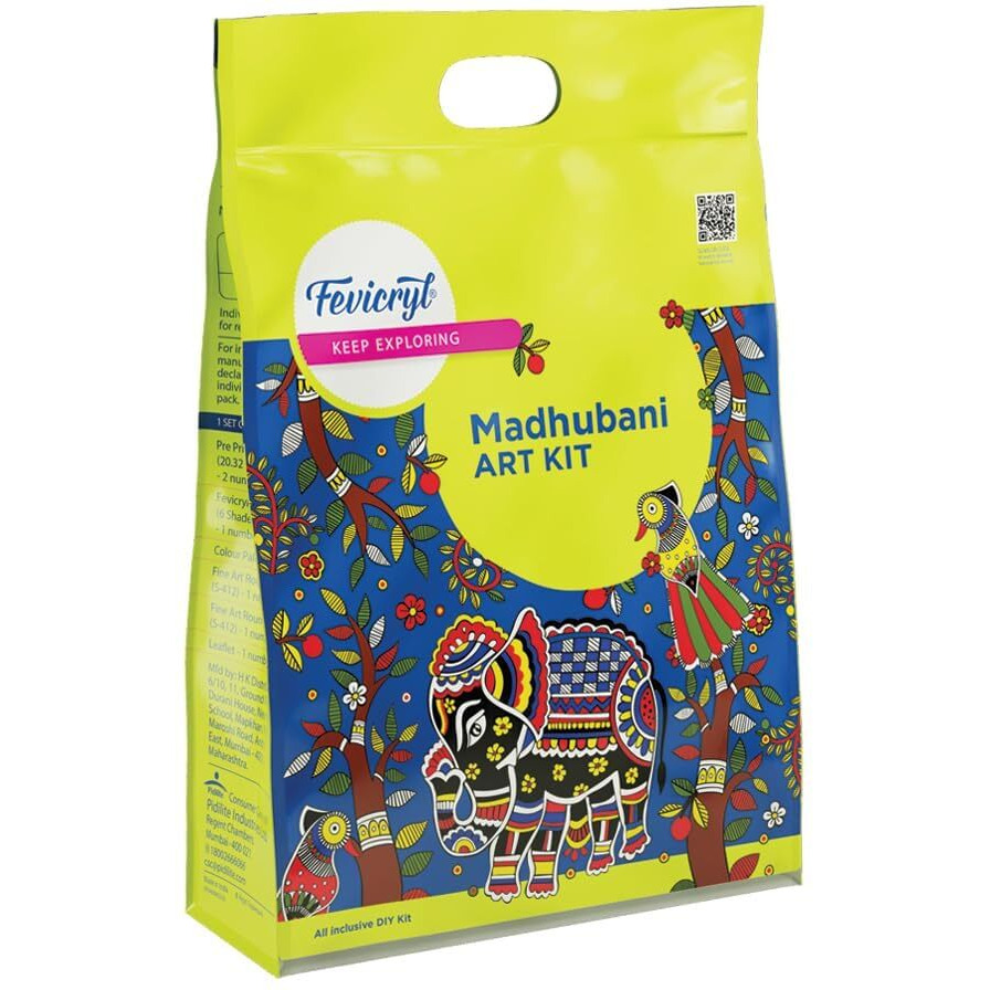 Fevicryl Madhubani Art kit I Learn Art of India with Complete DIY Painting Set with Pre-Printed Canvases, Acrylic Paints, Brushes | Perfect for Beginners & Artist | Ideal for Festive Gifting