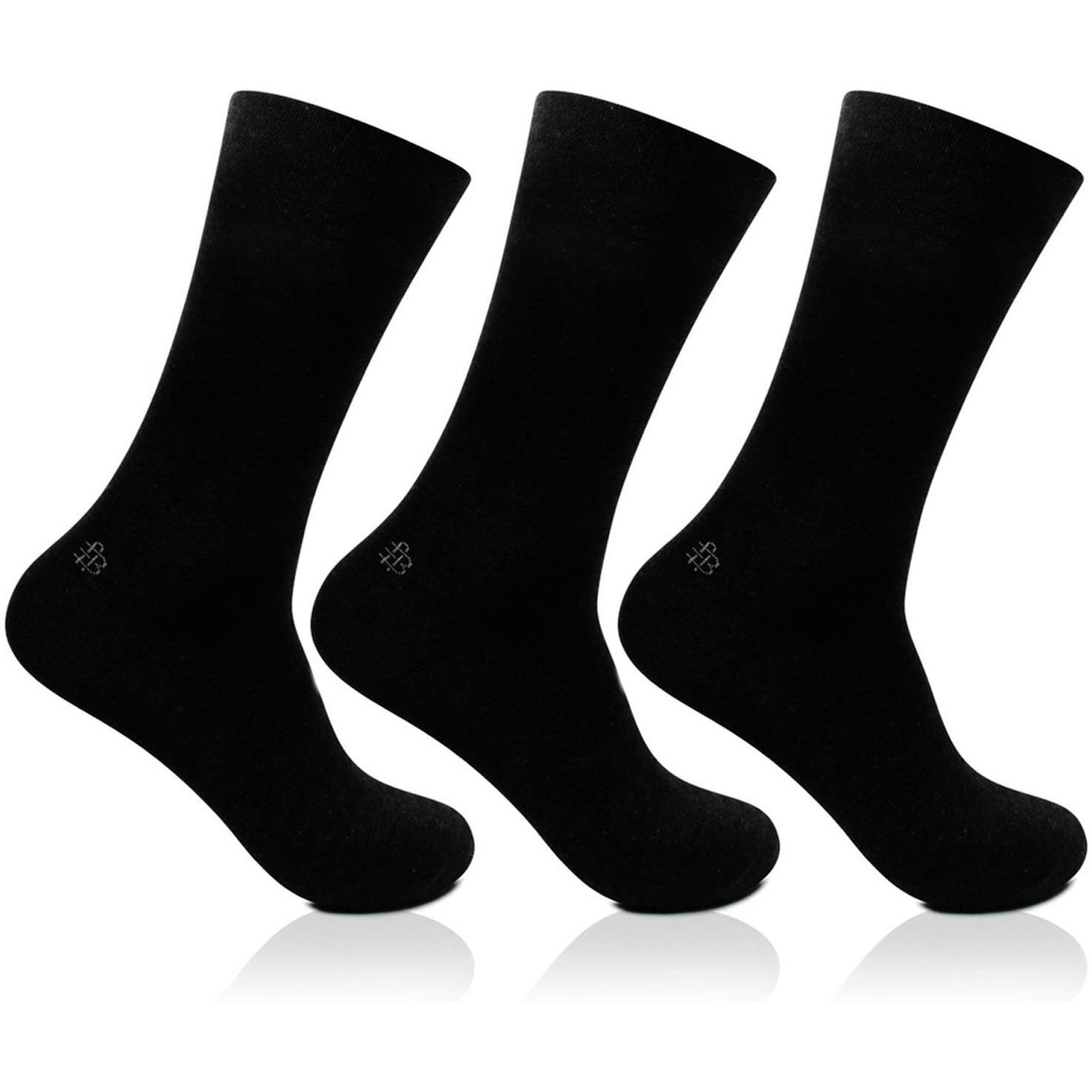Bonjour Men's Cotton Odour Free Black Plain Socks- Pack Of 3, Regular