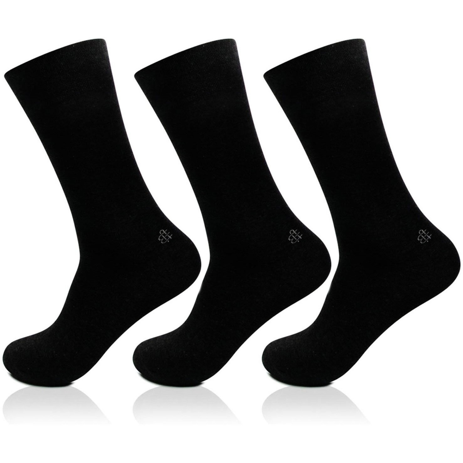 Bonjour Men's Cotton Odour Free Black Plain Socks- Pack Of 3, Regular
