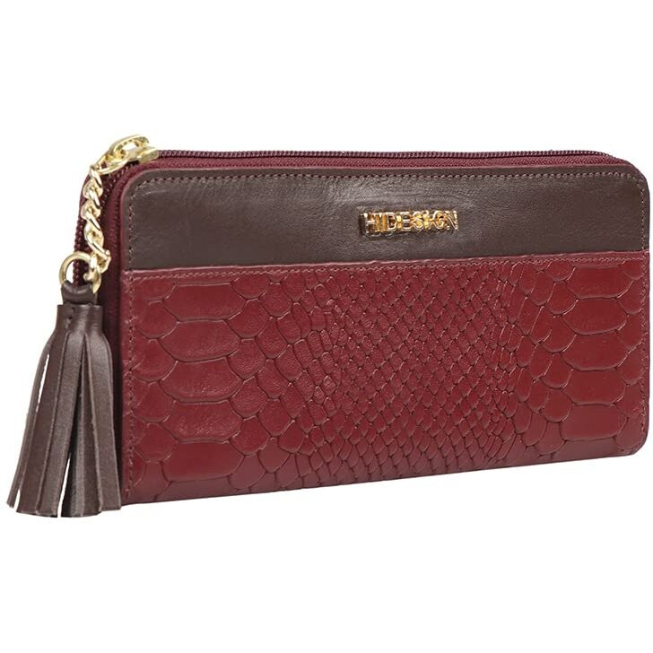 Hidesign Leather Womens Ee Morocco Wi Rf Medium Marsala/Brown Zip Around, Wallet