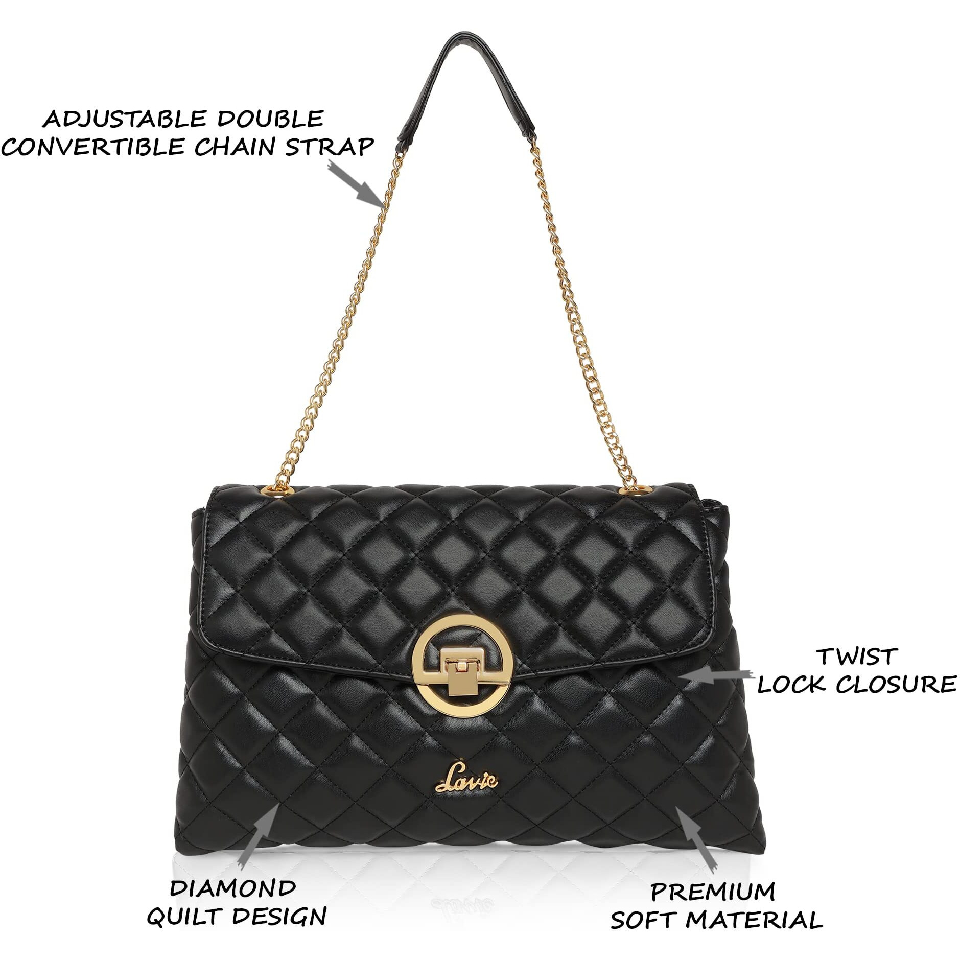 Lavie Quilt Eden Women's Flap Satchel (Black)