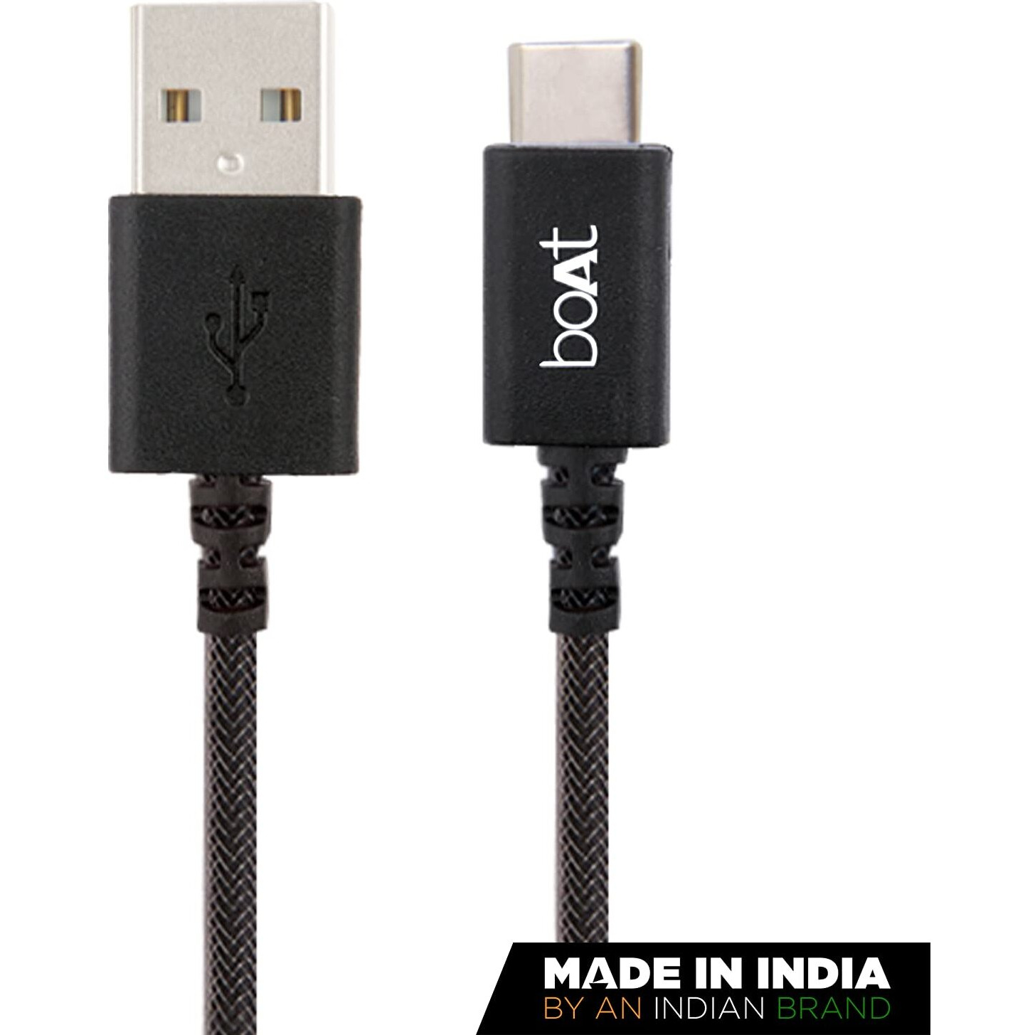 boAt Type-C A400 | Type-C to USB A 2 Mtrs Cable| 3A Fast Charging & 480mbps Data Transmission | Compatible for all Smartphones & Tablets (Black)