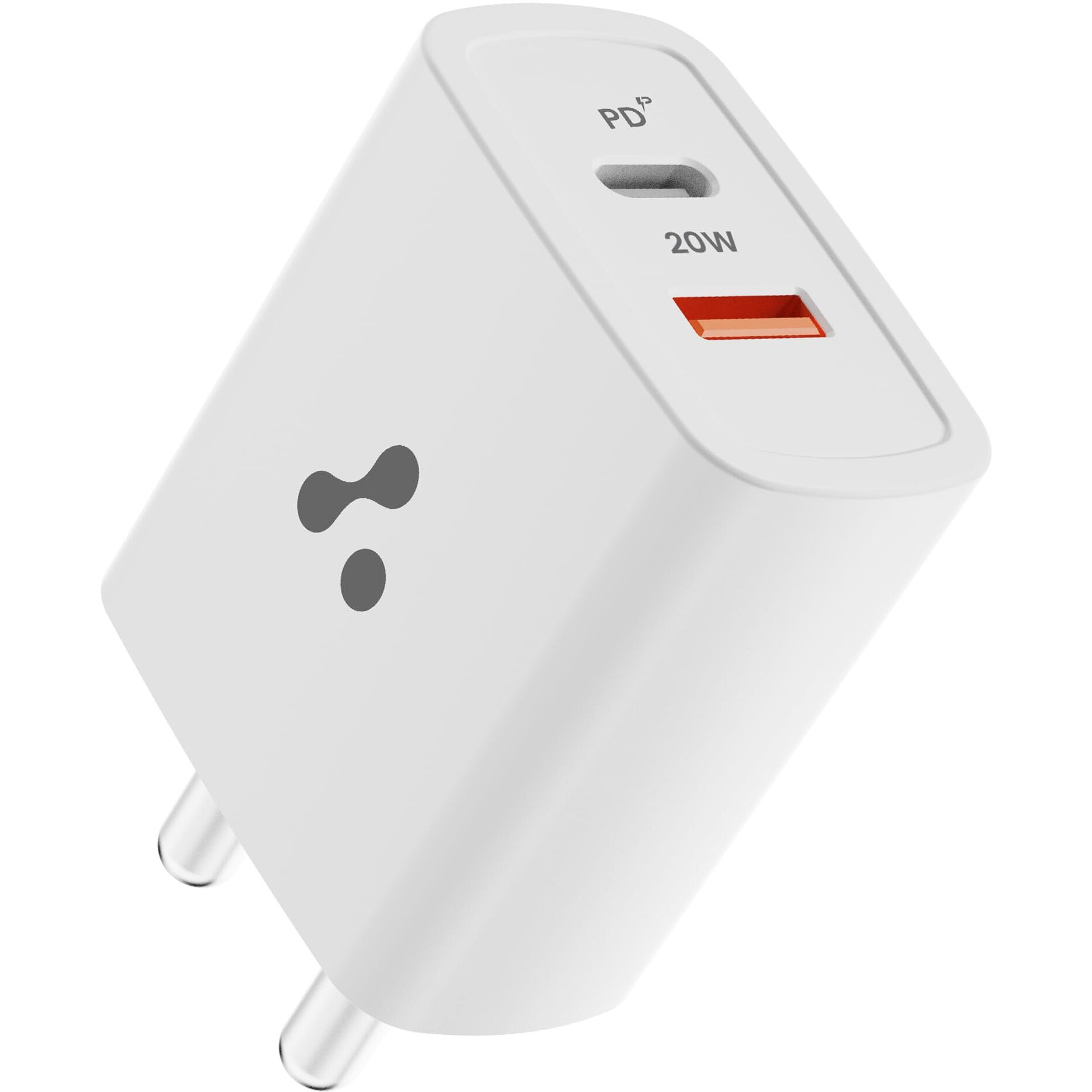Ambrane 20W Dual Port BoostedSpeed USB Charger with Power Delivery & Quick Charge, Made in India, Multi-Layer Protection, iPhone & Android Compatibility (Raap H11, White)