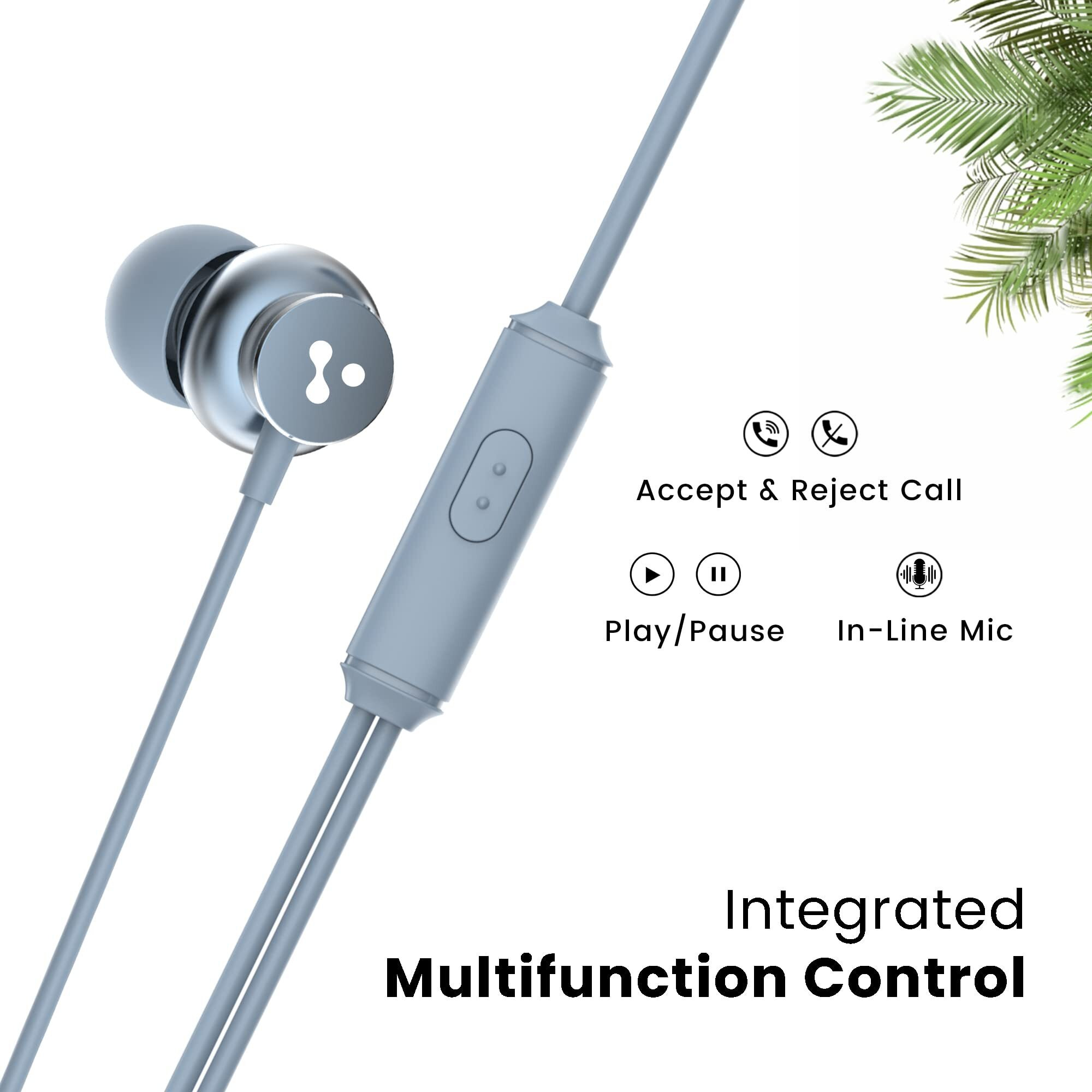 Ambrane Stringz 38 Wired Earphones with Mic, Powerful HD Sound with High Bass, Tangle Free Cable, Comfort in-Ear Fit, 3.5mm Jack (Space Grey)