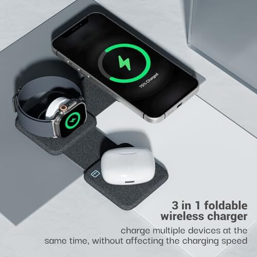Lifelong PowerDot Wireless Charger 23W 3 in 1 Foldable Magsafe -iPhone 16 Series/15/15 Plus/15 Pro/15 Pro Max, iPhone 14/14 Plus/14 Pro/14 Pro Max,13/12, Airpods 3rd/2nd gen, Series 9/8/7/6/5/4/SE
