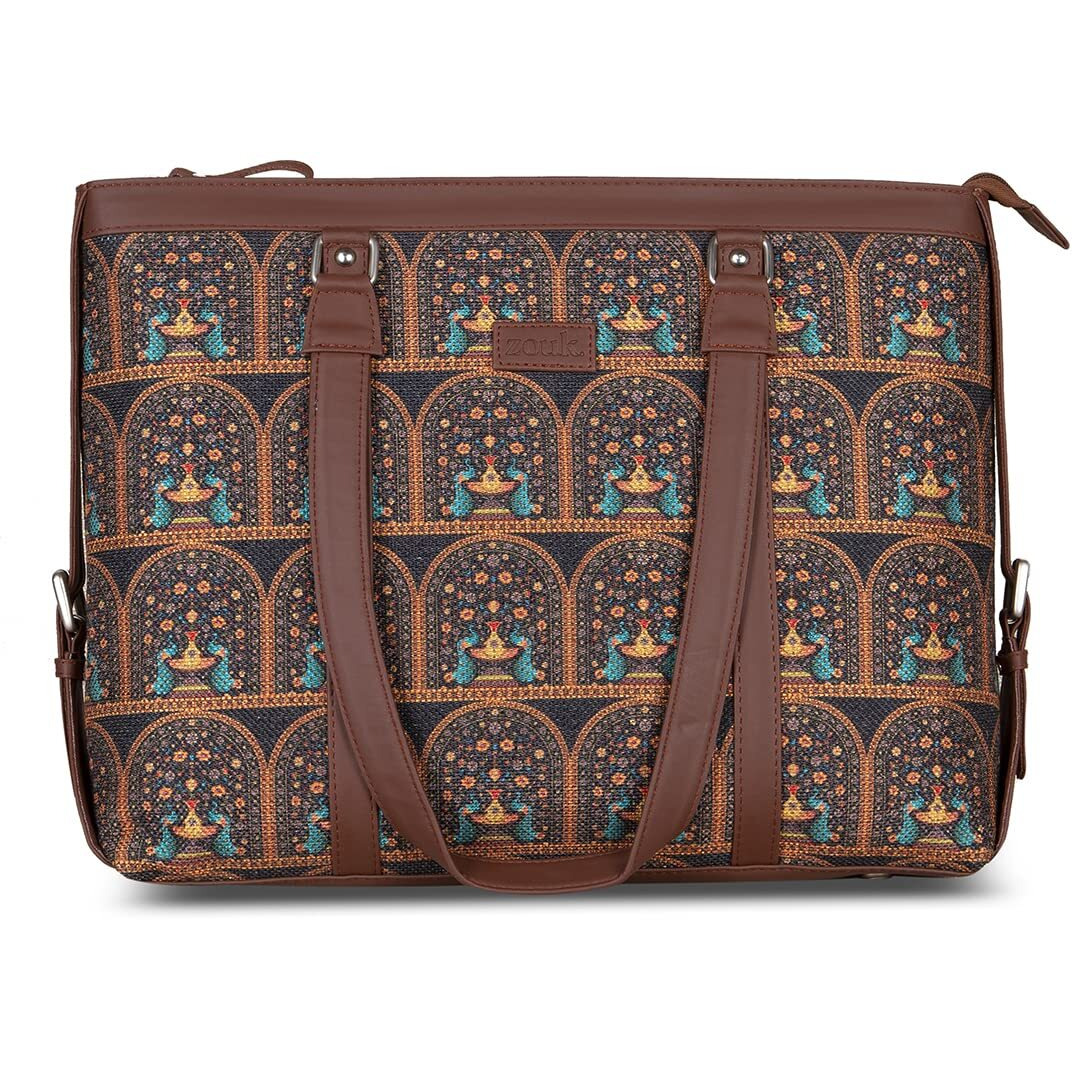 ZOUK Women Laptop Bag Royal Indian Peacock Motif