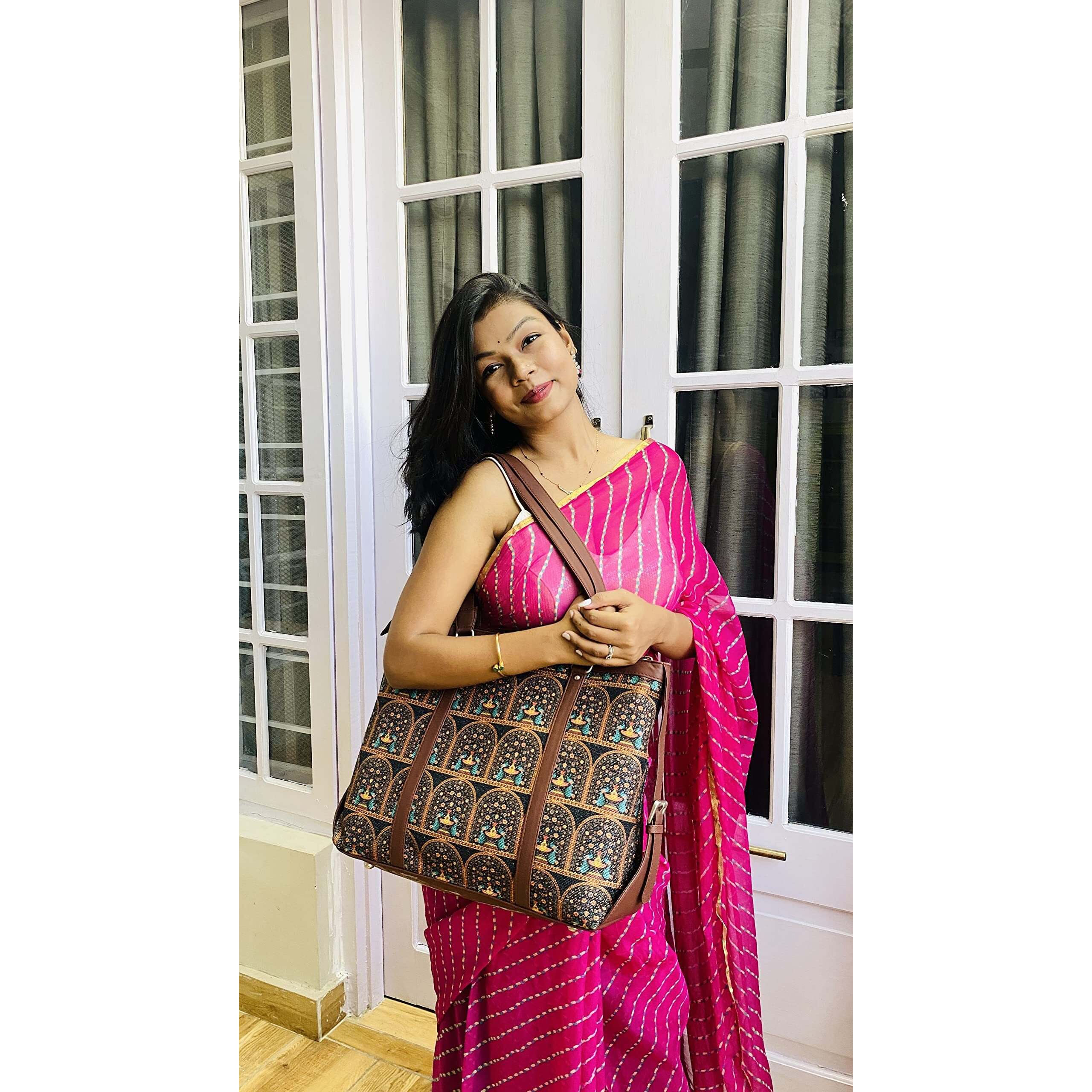 ZOUK Women Laptop Bag Royal Indian Peacock Motif