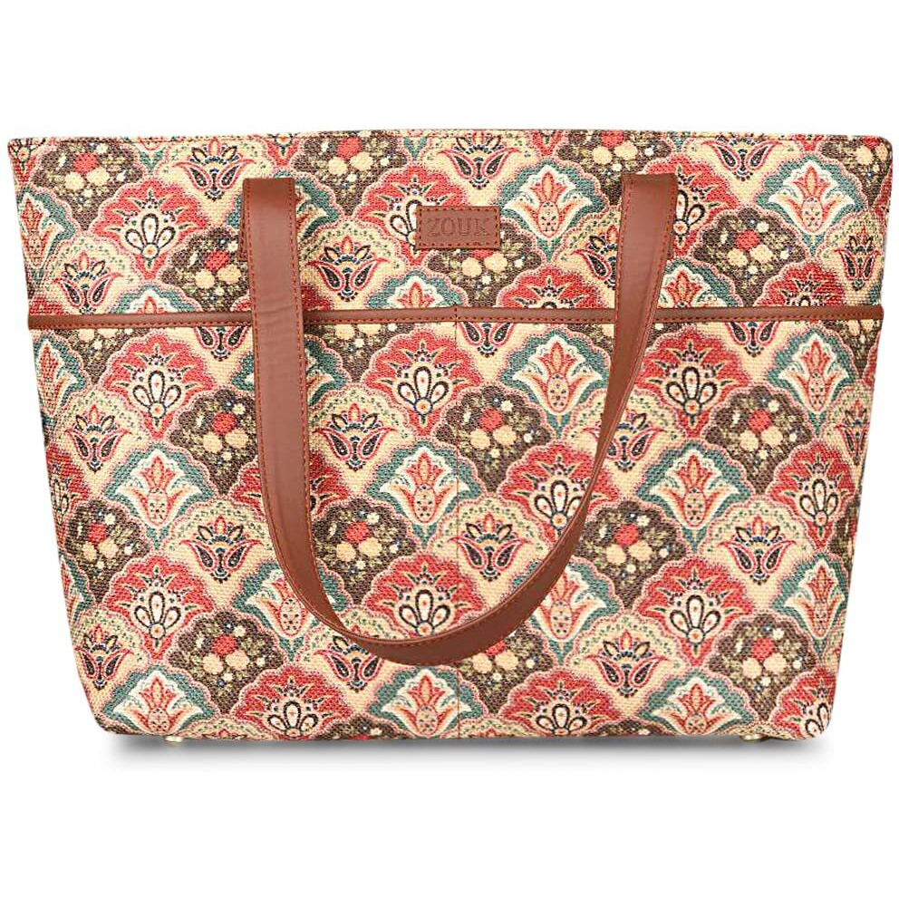 ZOUK Tote Bags for Women - Handmade Bags for Daily Use - Vegan Leather Handbags with Double Handle - Printed Totes for Women