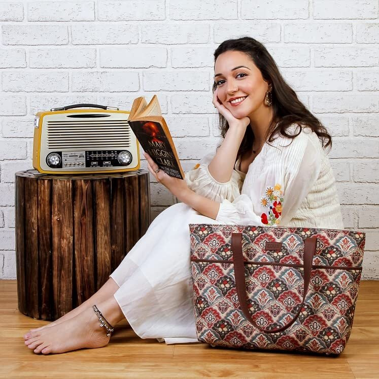 ZOUK Tote Bags for Women - Handmade Bags for Daily Use - Vegan Leather Handbags with Double Handle - Printed Totes for Women