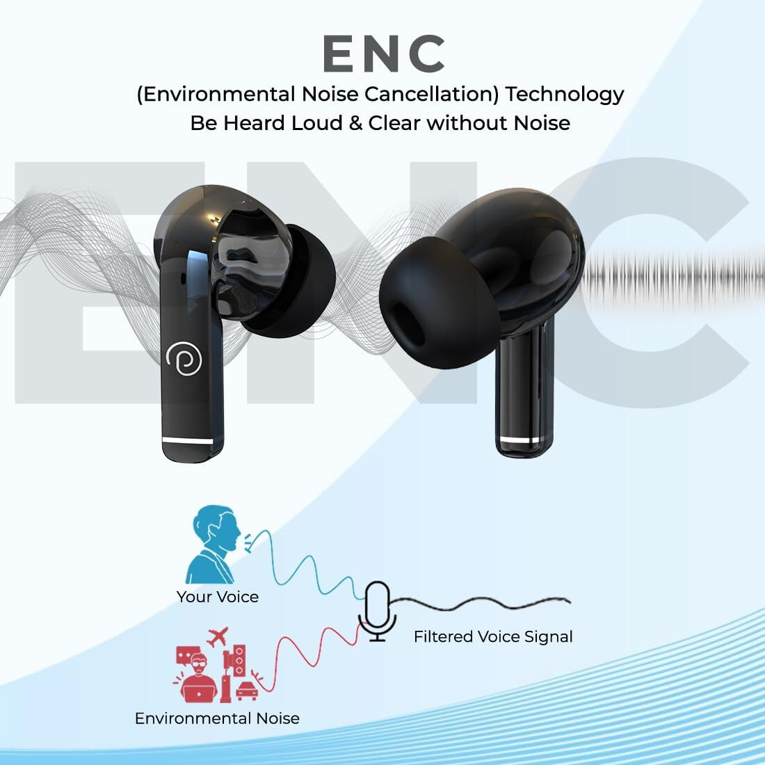 pTron Basspods P251+ In-Ear TWS Earbuds with 50H Playtime, 12mm Drivers, TruTalk AI-ENC Calls, HD Mic, Movie Mode, Touch Controls, Bluetooth 5.1 Wireless Headphones, Type C Fast Charging & IPX4(Black)