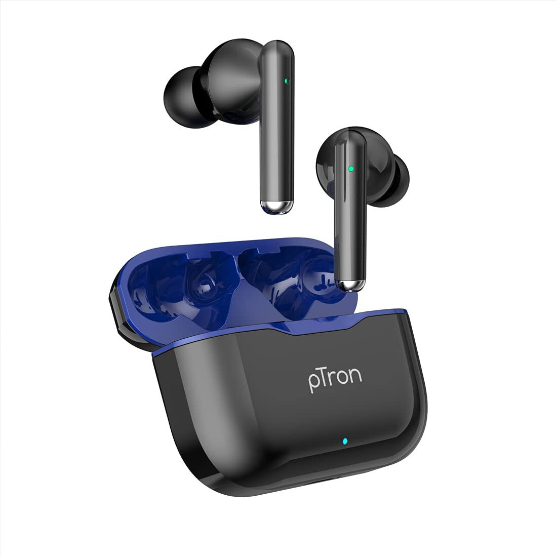 pTron Bassbuds Pixel In-Ear TWS Earbuds, HD Mic for Stereo Calls, Pristine Sound, 50ms Low Latency Movie/Gaming Modes, 35H Playtime,Bluetooth V5.1 Wireless Headphones,Touch Control & IPX4(Pearl Black)