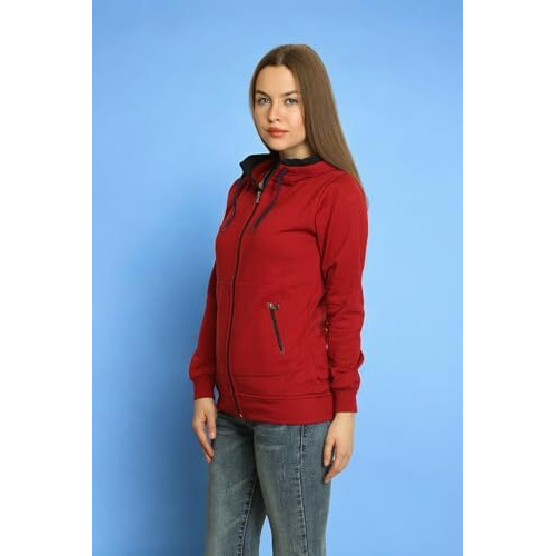 Alano Womens Solid Long Sleeve Jacket | Regular Fit Casual Womens Fleece Jacket | Casual Jacket for Women Maroon