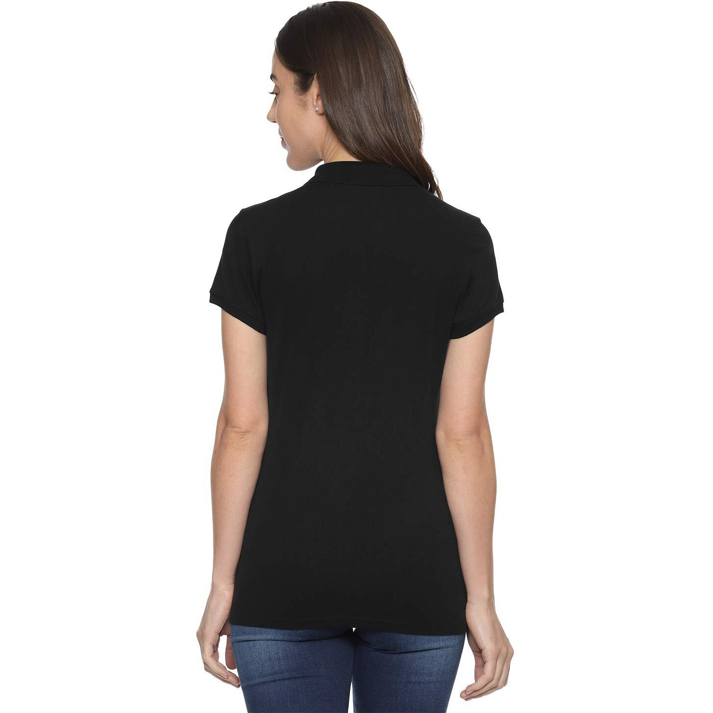 Allen Solly Women's Regular Fit T-Shirt (AHCTCRGFF25308_Black_2X-Large Solid 2XL)