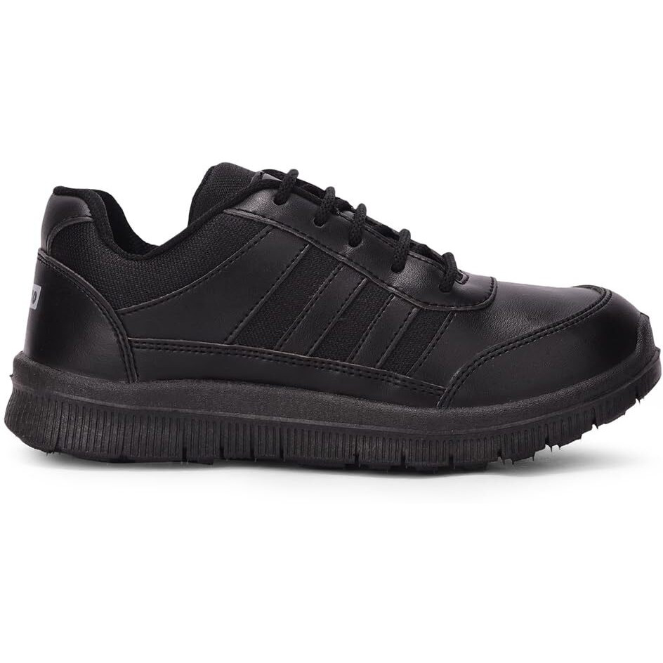 Liberty Force10 GOLA-03L Lacing School Shoes for Boys with PVC Upper & PVC Sole | Padded Foam Insole | Quick-Wear Elastic Laces | Comfortable Footbed | Stylish, Modern Design (7 UK - Black)