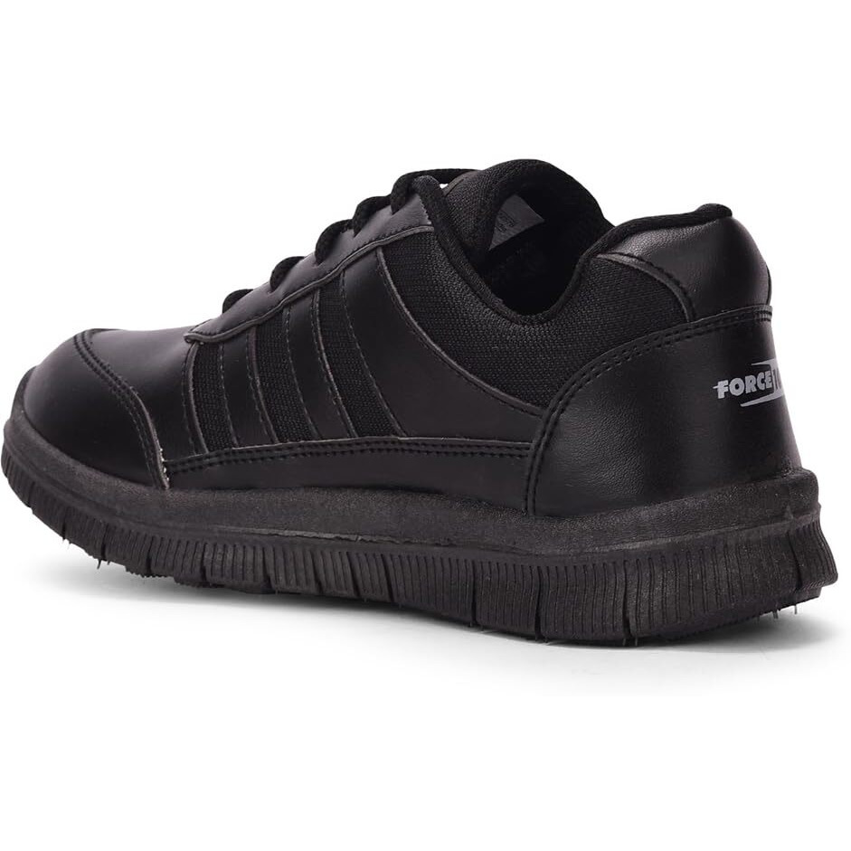 Liberty Force10 GOLA-03L Lacing School Shoes for Boys with PVC Upper & PVC Sole | Padded Foam Insole | Quick-Wear Elastic Laces | Comfortable Footbed | Stylish, Modern Design (7 UK - Black)