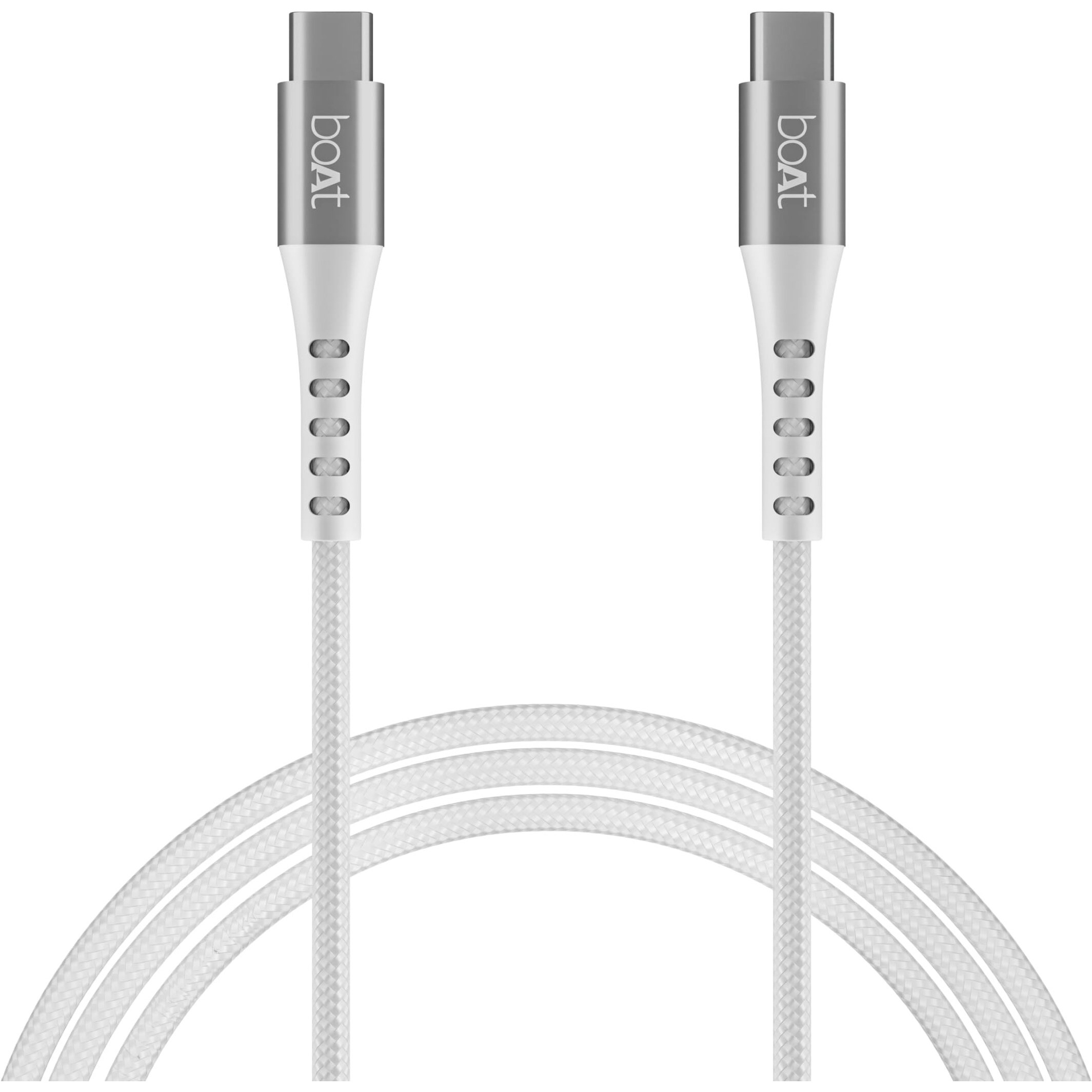 boAt Type-C C600 Tangle-Free, Sturdy Cable w/ 100W/5A Fast Charging & 10Gbps Data Transmission, 10000+ Bends Lifespan and Extended 1.5m Length,Compatible w/Xiaomi, Oneplus, Samsung, Vivo & Oppo(White)