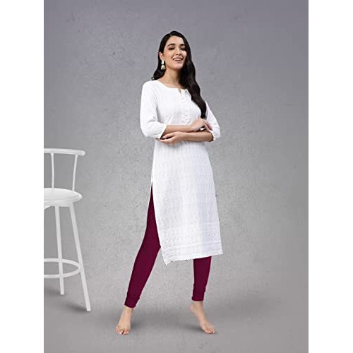 Lyra Women Solid Premium Cotton Churidar Leggings | Mid-Waist | Fashionwear