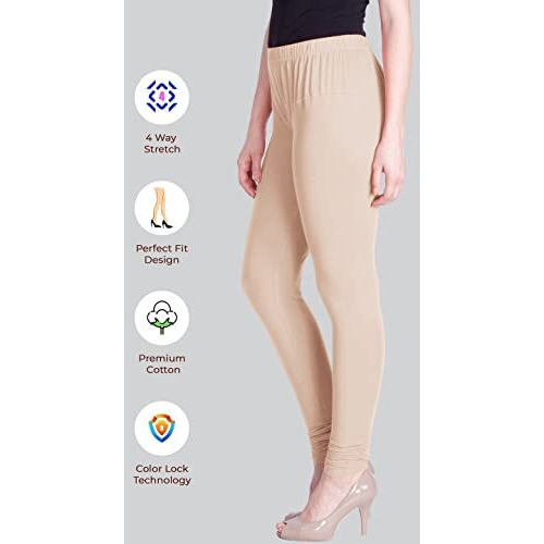 Lyra Women Solid Premium Cotton Churidar Leggings | Mid-Waist | Fashionwear