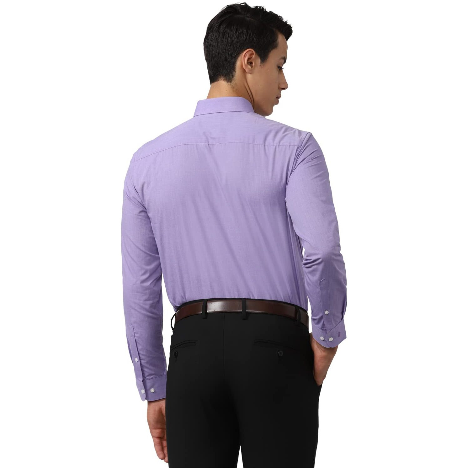 Peter England Men's Everday Regular Fit Solid Shirt | Cotton Rich | 5-Pin Pocketing Lilac
