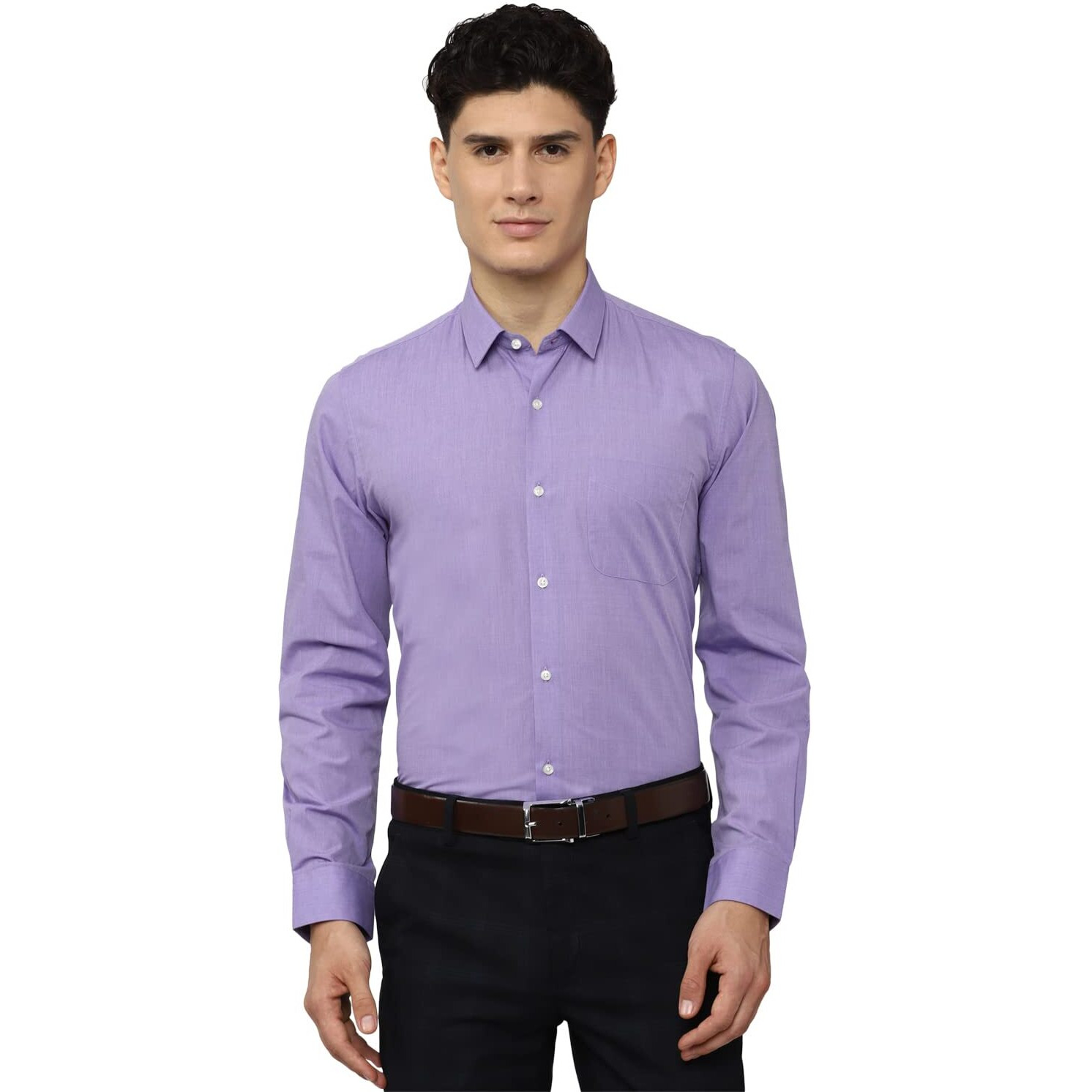 Peter England Men's Everyday Solid Slim Fit Full Sleeve Formal Shirt | Cotton-Rich