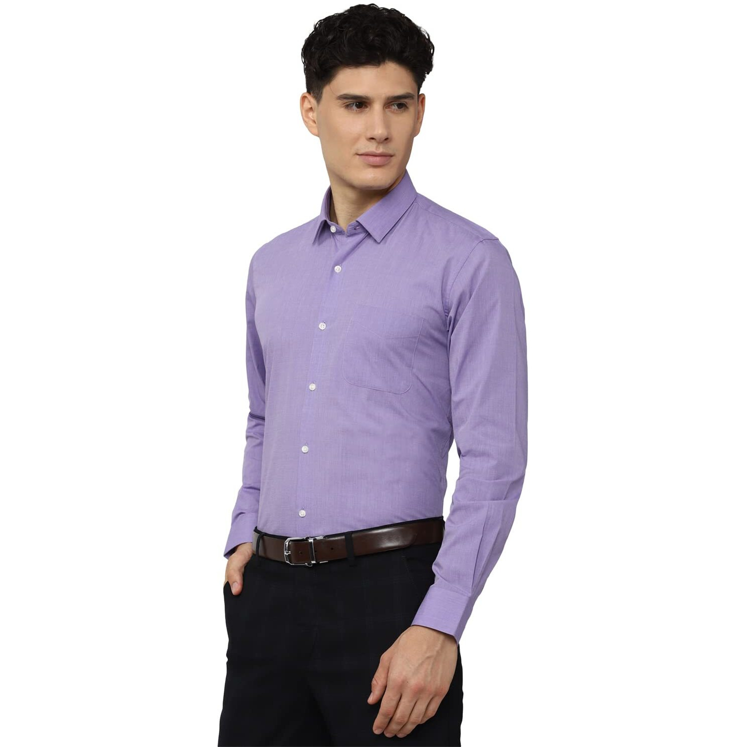 Peter England Men's Everyday Solid Slim Fit Full Sleeve Formal Shirt | Cotton-Rich