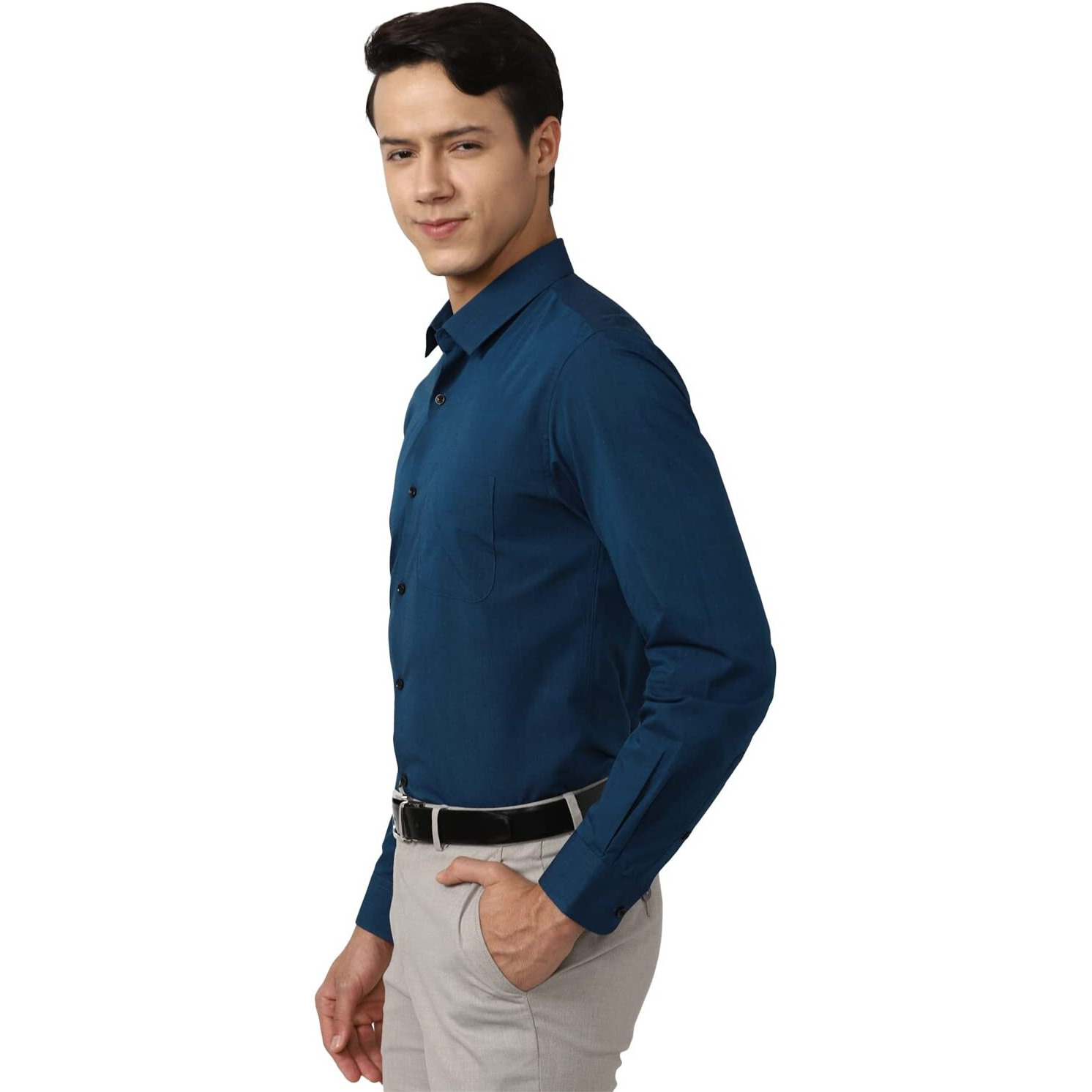 Peter England Men's Everyday Solid Slim Fit Full Sleeve Formal Shirt | Cotton-Rich