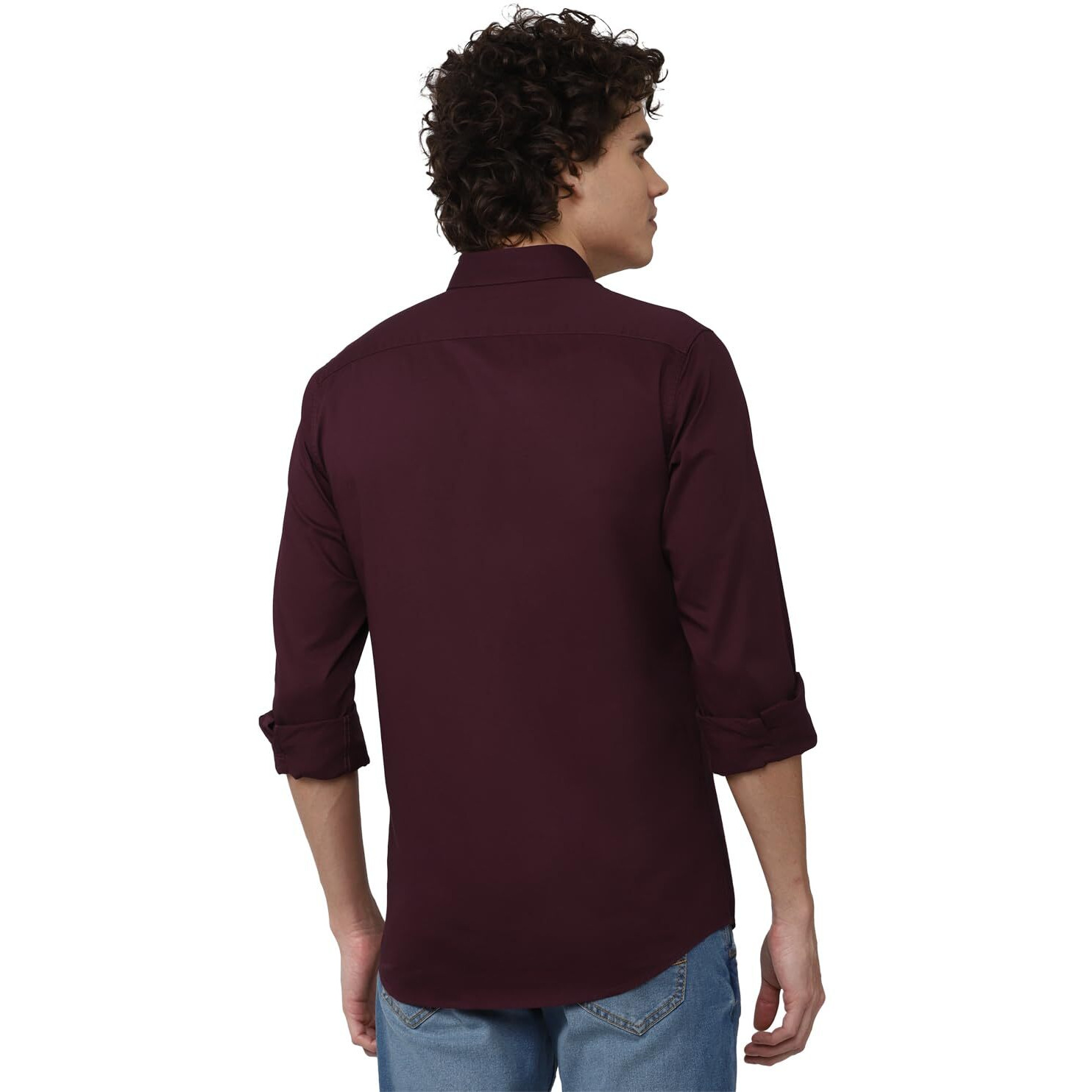 Peter England Solid Slim Fit Full Sleeve Casual Shirt | 100% Cotton Dark Maroon