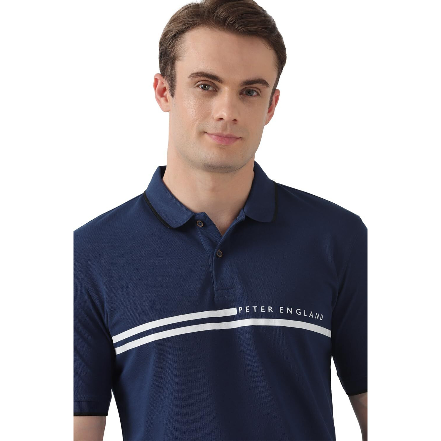 Peter England Men's Everyday Solid Regular Fit Polo | Cotton Rich | Premium Pique Weave Navy
