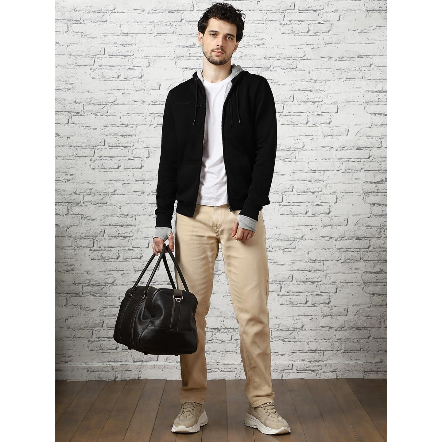 NOBERO Black Men's Travel Cotton Solid Plain Hoody Sports Winter Gym Workout Running Travel Trekking Hooded Sweatshirts and Hoodies for Men Boys Cotton Winter Casual Wear -2XL