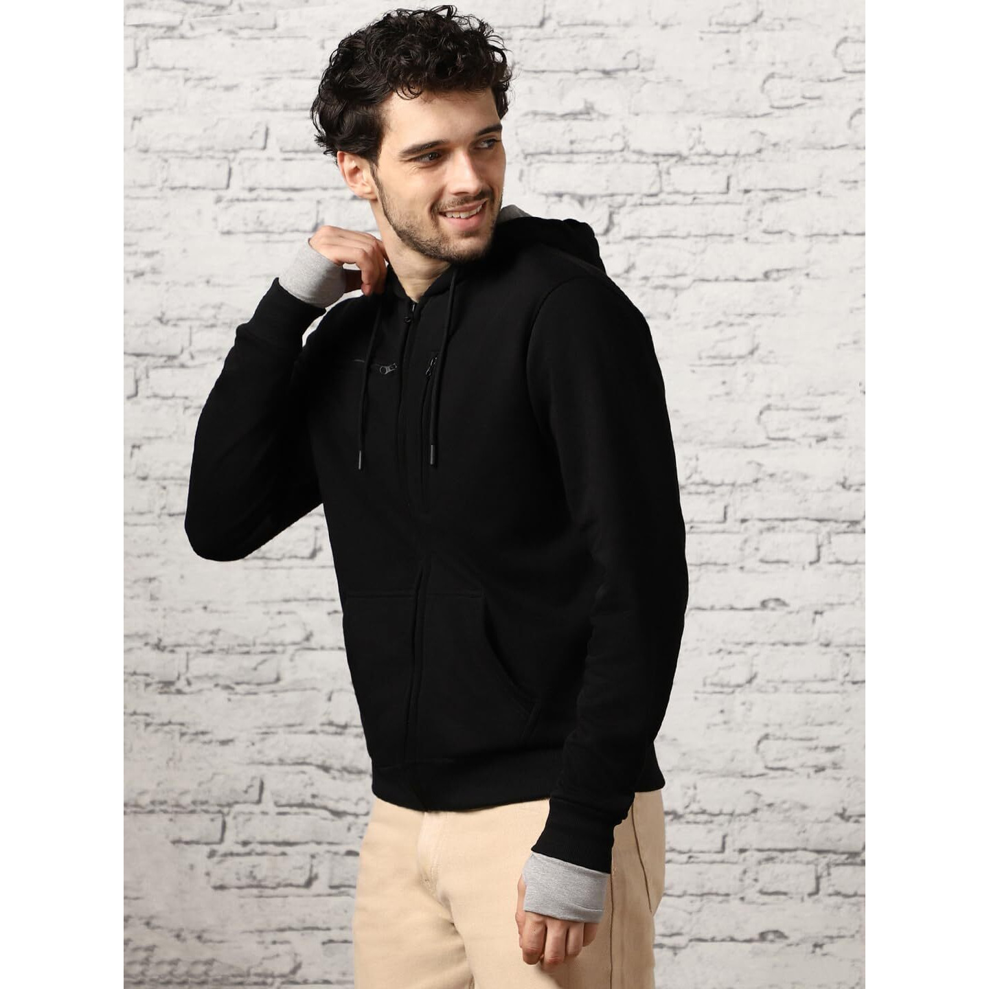 NOBERO Black Men's Travel Cotton Solid Plain Hoody Sports Winter Gym Workout Running Travel Trekking Hooded Sweatshirts and Hoodies for Men Boys Cotton Winter Casual Wear -2XL