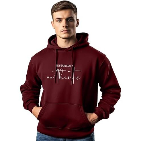 NOBERO Men's Cotton Blend Hooded Neck Regular Fit Sweatshirt (1M-TWHO-C0561_Maroon, X_Large)