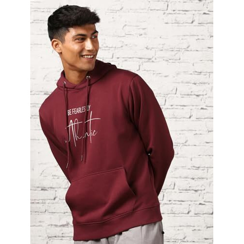 NOBERO Men's Cotton Blend Hooded Neck Regular Fit Sweatshirt (1M-TWHO-C0561_Maroon, X_Large)
