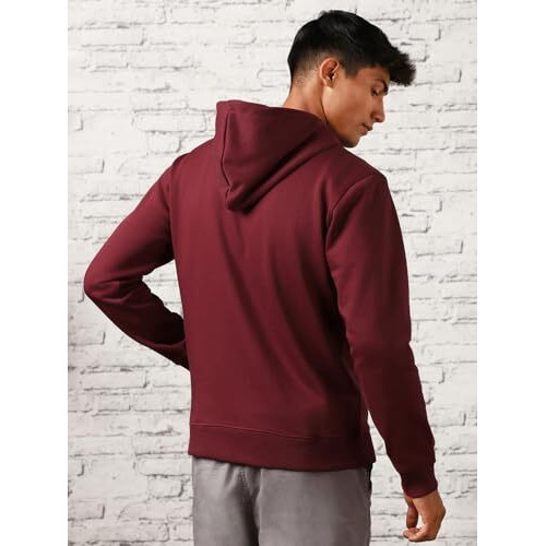NOBERO Men's Cotton Blend Hooded Neck Regular Fit Sweatshirt (1M-TWHO-C0561_Maroon, X_Large)