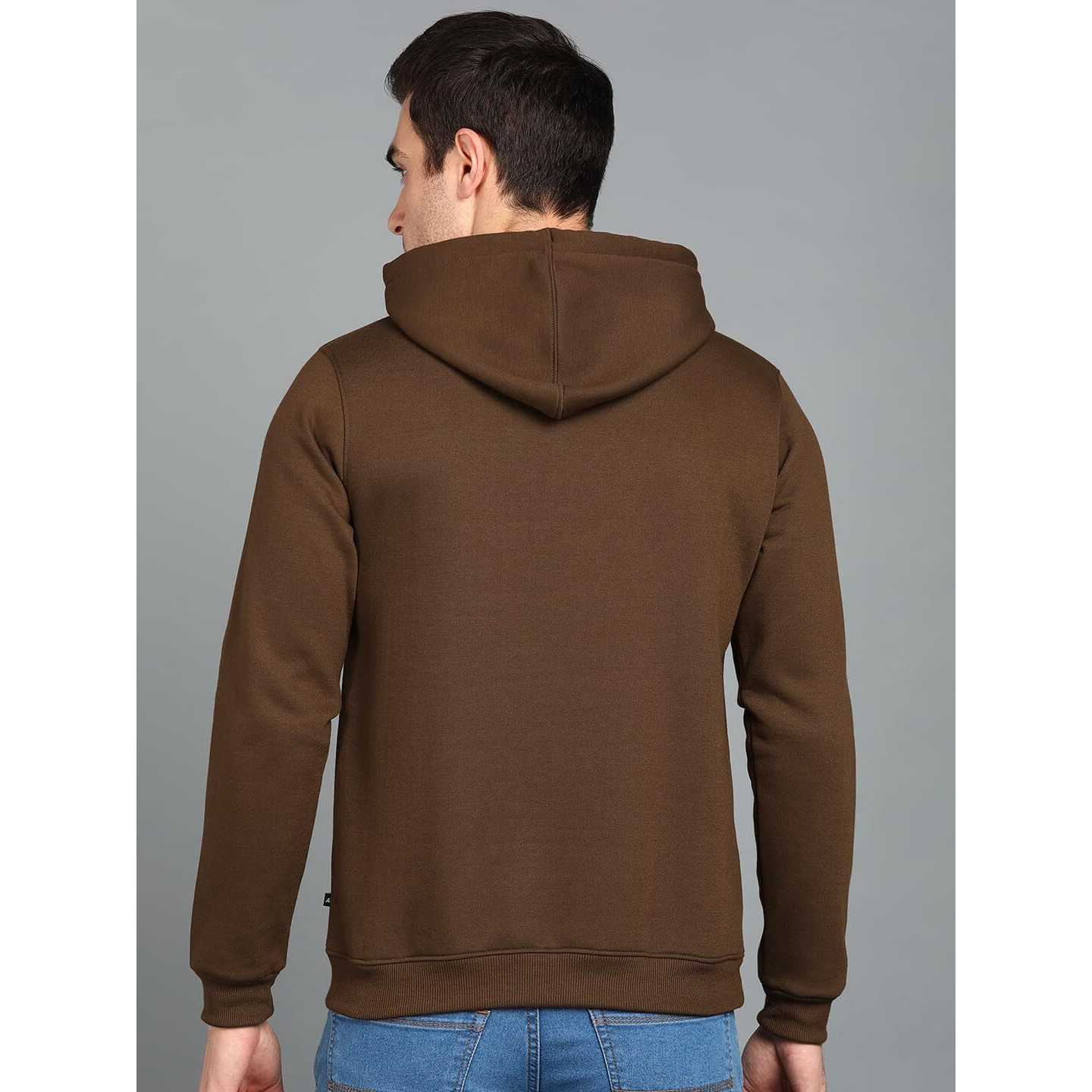 Neostreak Men's Fleece Hooded Neck Sweatshirt (neoswtsolhd-02-chkbro_Brown_L)