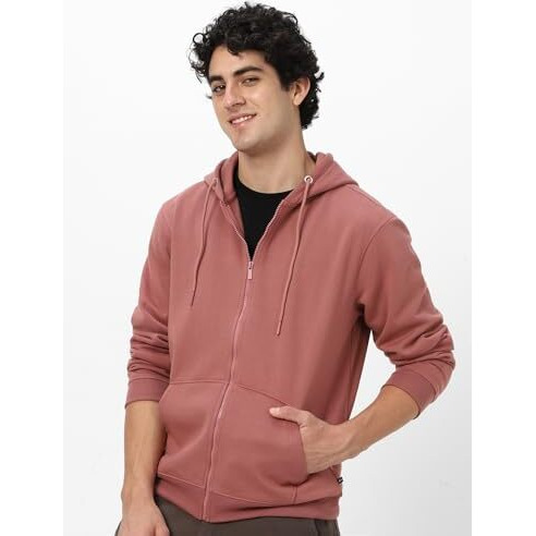 Neostreak Men's Fleece Neck Hooded Sweatshirt (neoswtsolhdzip-03-oldros-m_Old Rose