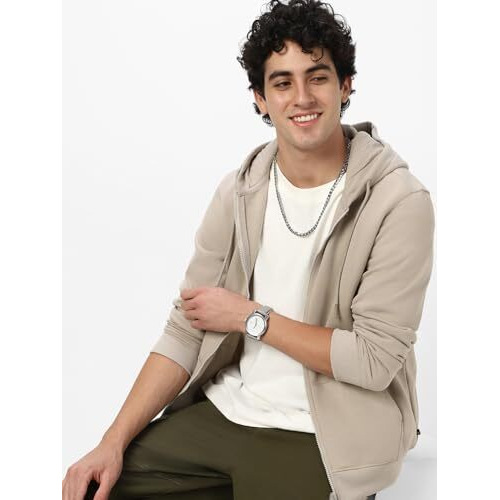 Neostreak Men's Fleece Neck Hooded Sweatshirt (neoswtsolhdzip-03-slvlin-l_Silver Lining