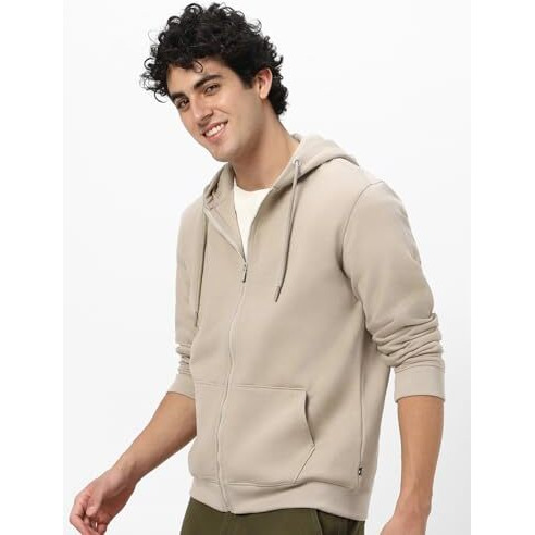 Neostreak Men's Fleece Neck Hooded Sweatshirt (neoswtsolhdzip-03-slvlin-l_Silver Lining
