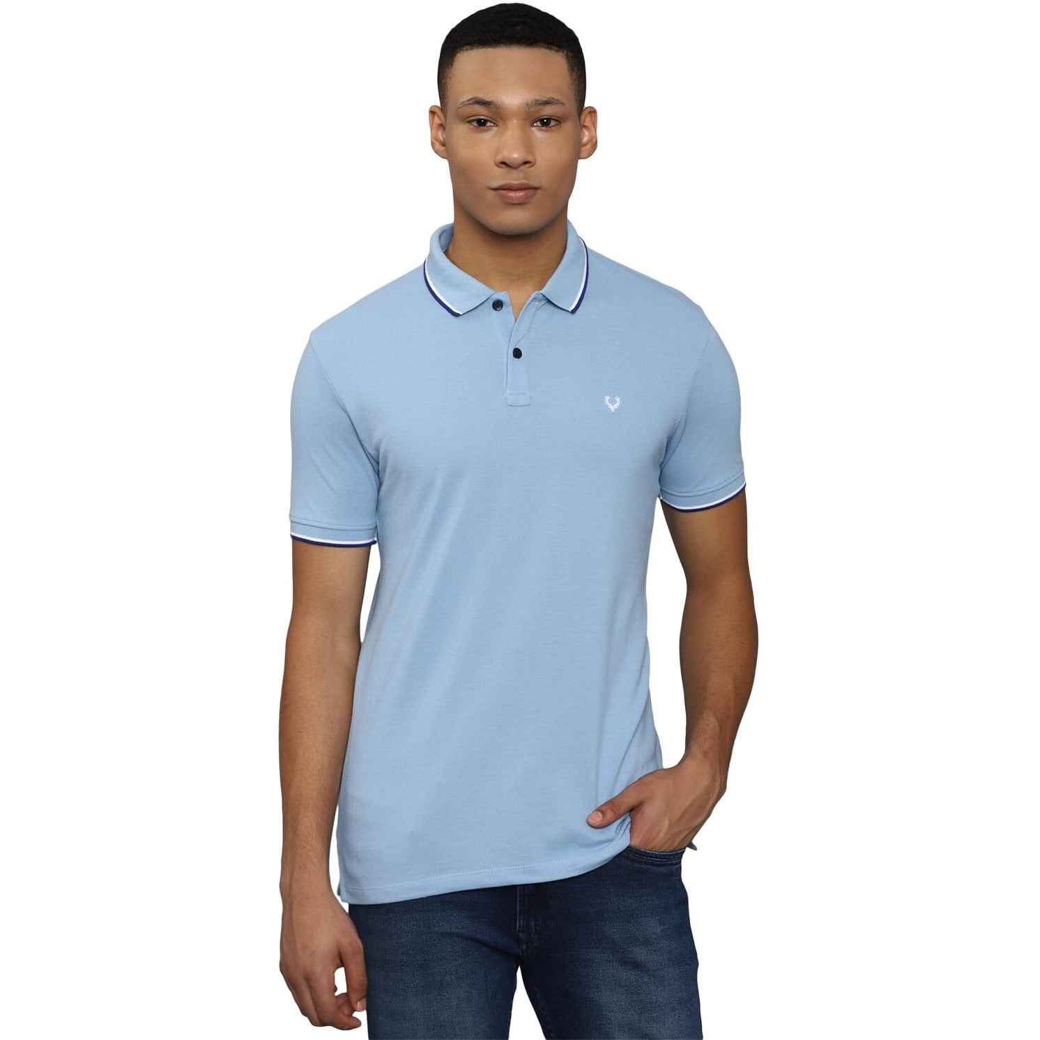 Allen Solly Men's Regular Fit T-Shirt (ASKPCURGFF89863_Blue L)