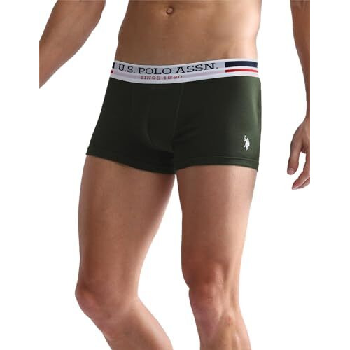 U.S. POLO ASSN. Men's Cotton Blend Classic Solid Trunks (Pack of 3) (I641-P3_Olive-Navy-Black