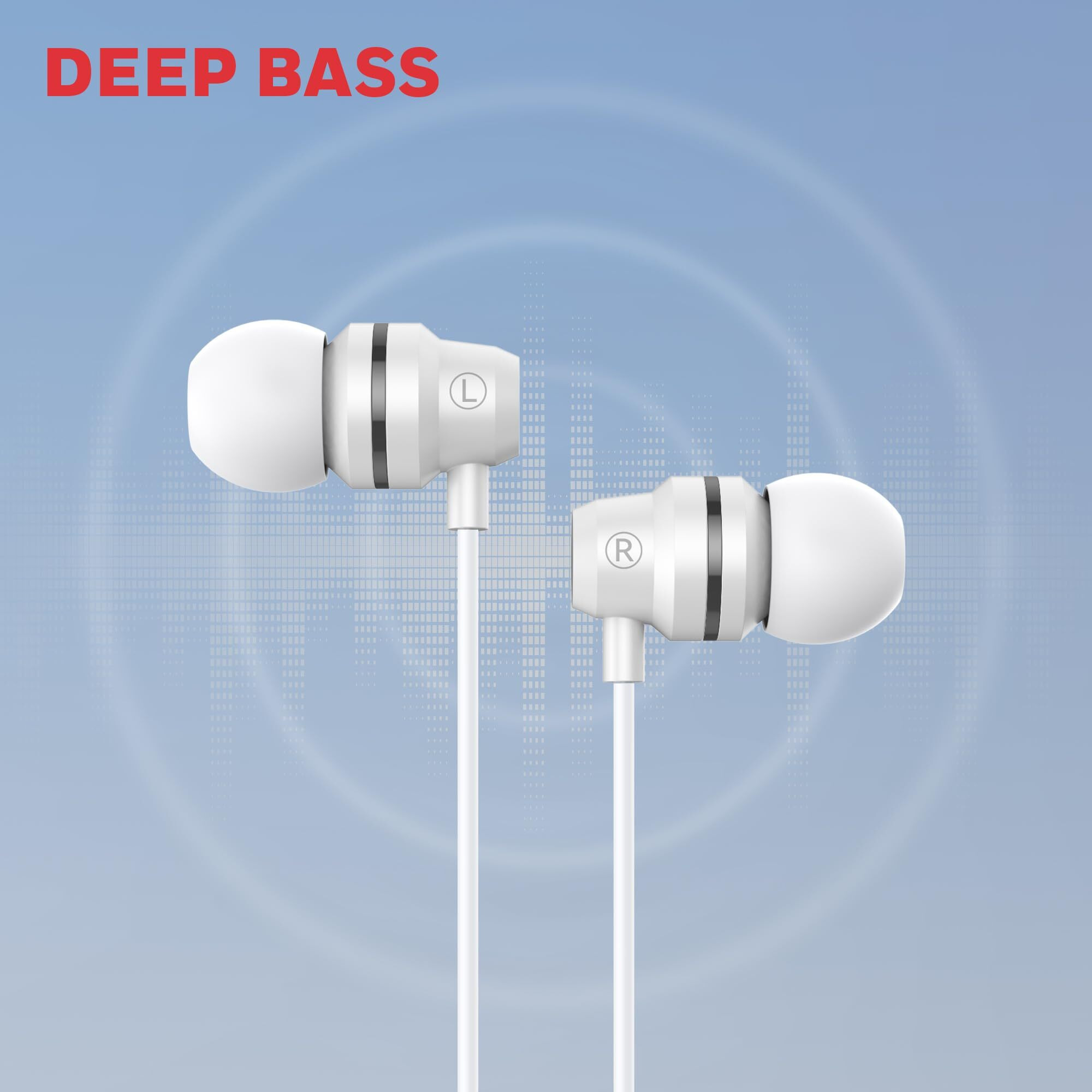 Honeywell Suono P60 Wired Earphones with Built in Mic, 10mm*2 Drivers, Passive Noise Cancellation, Deep Bass & Clear Sound, Ultra HD Mic Quality, Type C Compatible, Voice Assistant Enabled, 1.2 Mtr