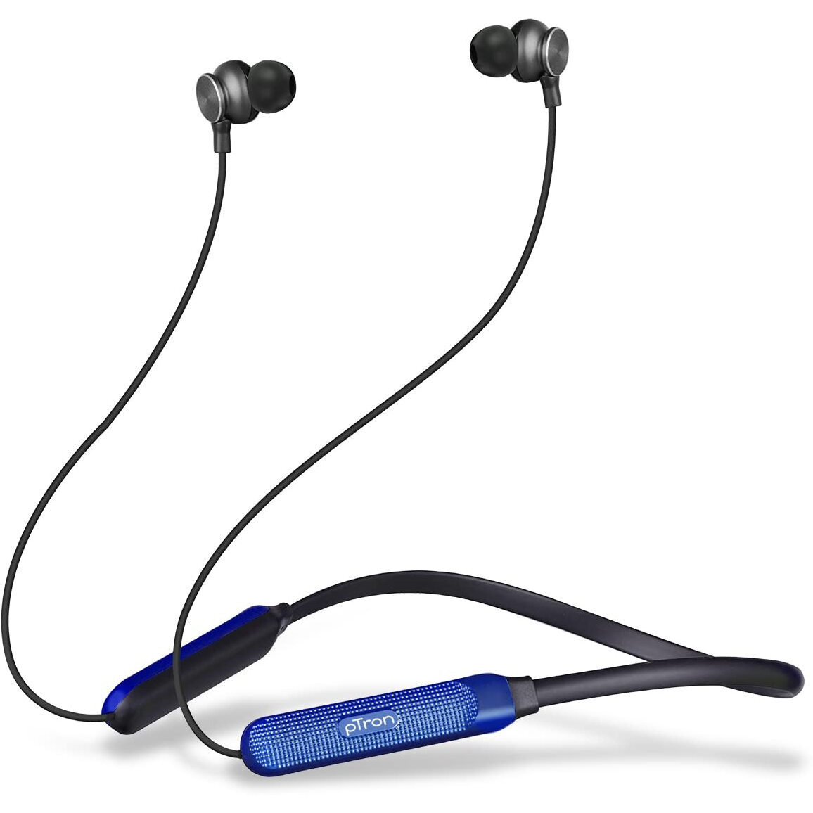 pTron Tangent Duo Bluetooth 5.2 Wireless in Ear Headphones, 13mm Driver, Deep Bass, HD Calls, Fast Charging Type-C Neckband, Dual Pairing, Voice Assistant & IPX4 Water Resistant (Black/Blue)
