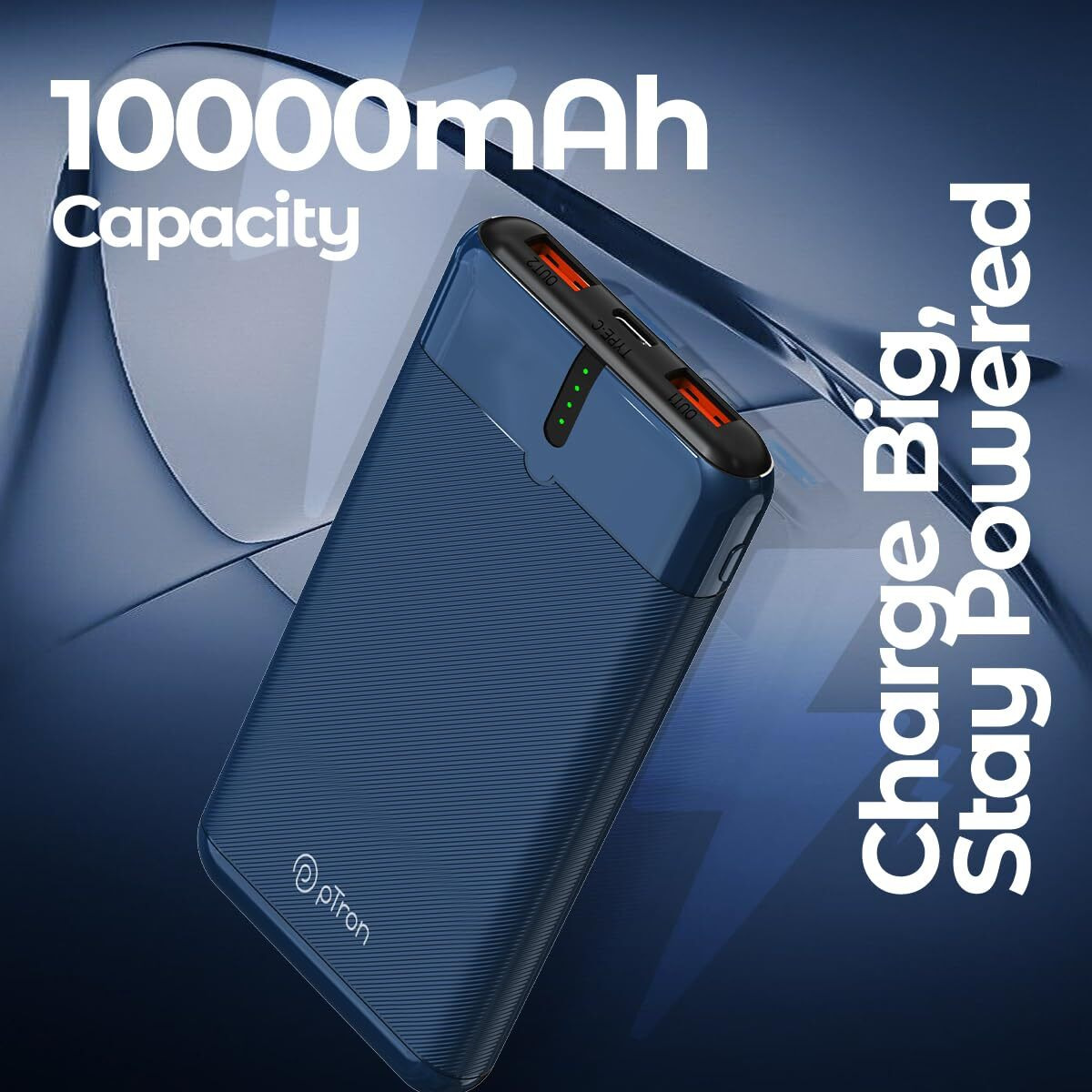 pTron Newly Launched Dynamo Nergy 10000mAh 22.5W Fast Charging Power Bank, Supports VOOC/Wrap/Dash USB Charging, 20W PD Fast Charging, 3 Outputs, 1 Input & Multiple Layers of Protection (Blue)