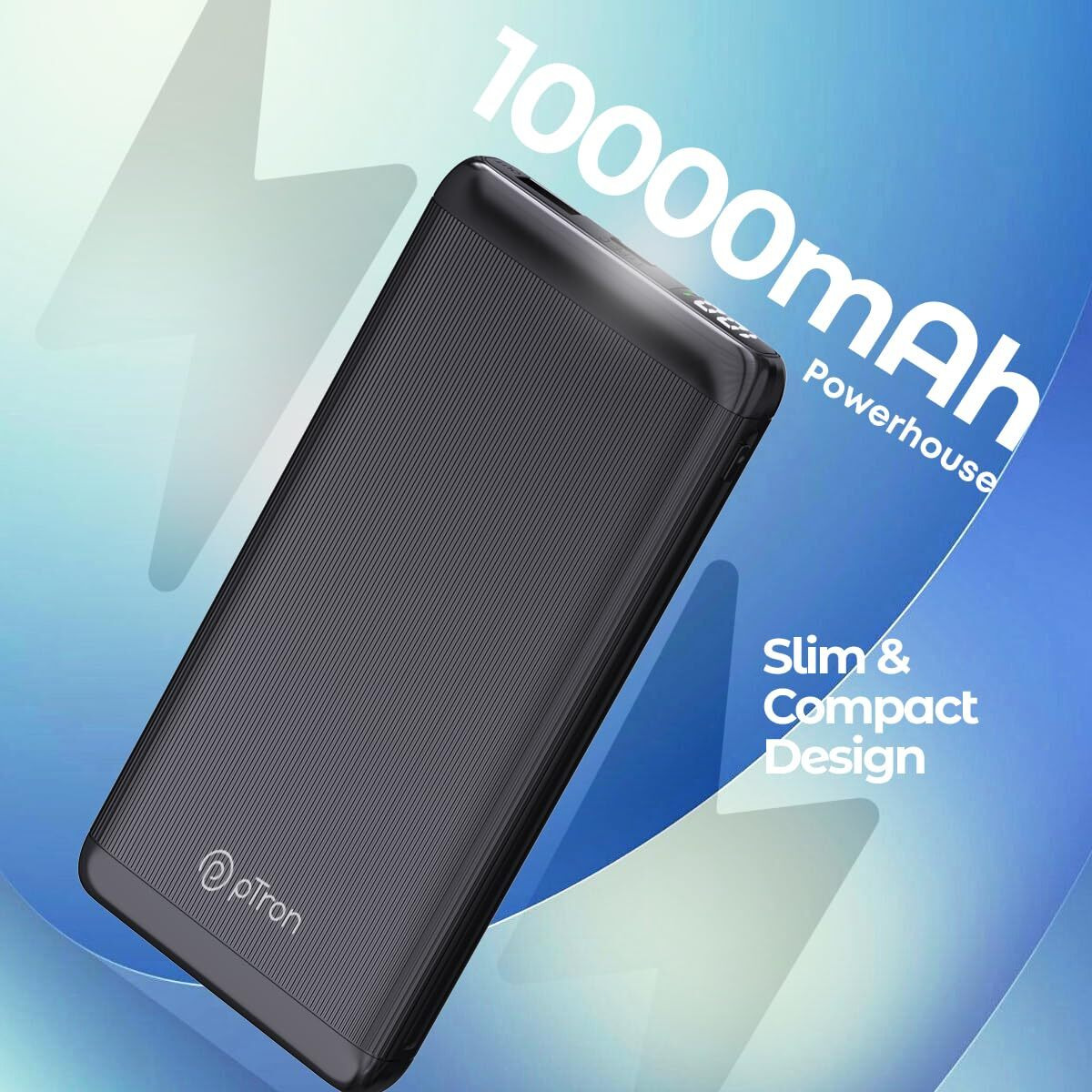 pTron Dynamo Vortex 10000mAh 22.5W Fast Charging Power Bank, 20W PD Fast Charging, Supports Xiamo, Redmi, Samsung,iPhone, Oneplus, Oppo, 2 Outputs & 1 Input & Multiple Layers of Protection (Black)