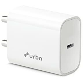 URBN 20W iPhone Charger | BIS Certified | Type C PD Adapter for Apple iPhone 14/14 Pro Max/13/13Pro/13mini/12/12pro/12pro max/11/11pro/iPad/ & Android Mobiles (White)